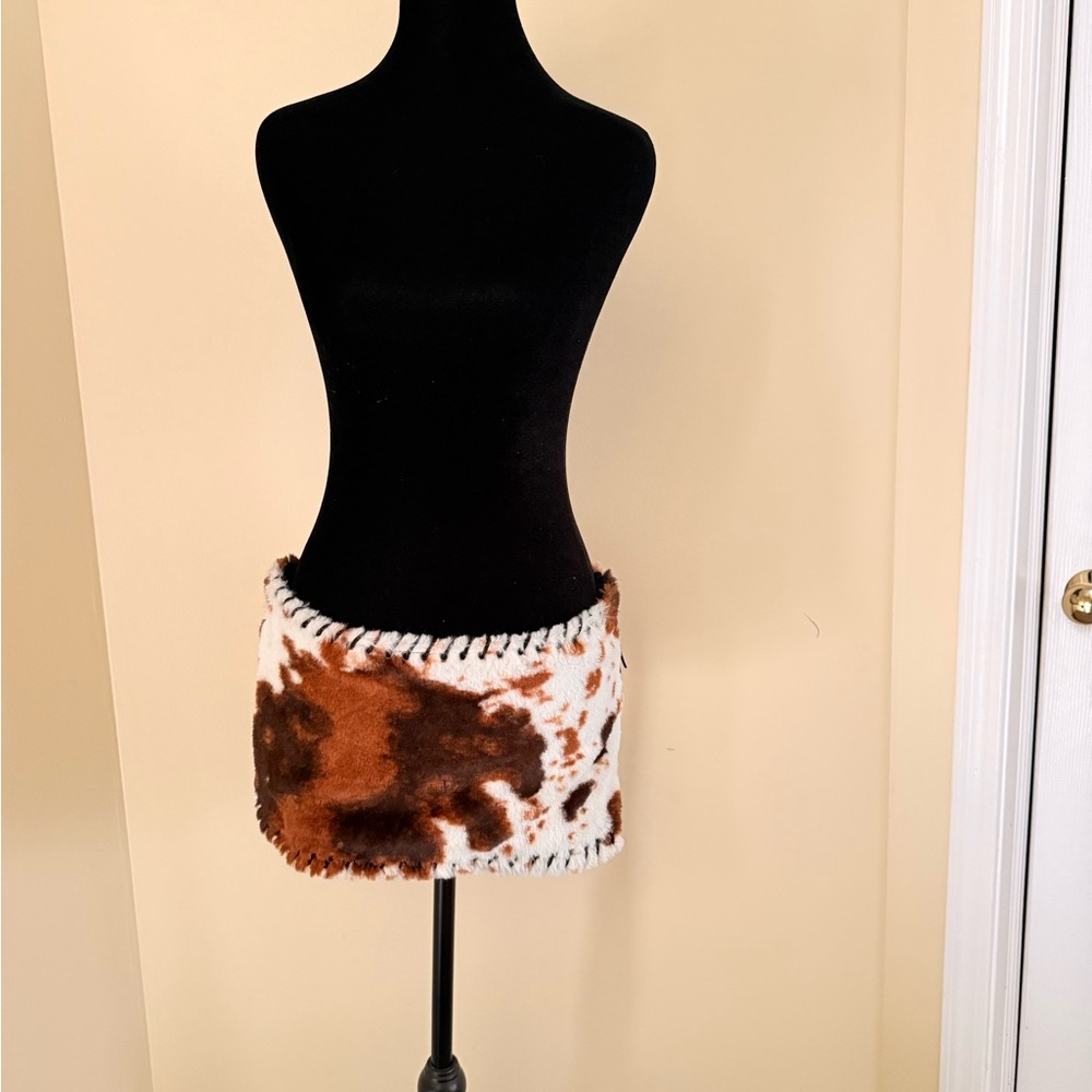 Jaded London Faux Fur Whipstitch Mini Skirt
